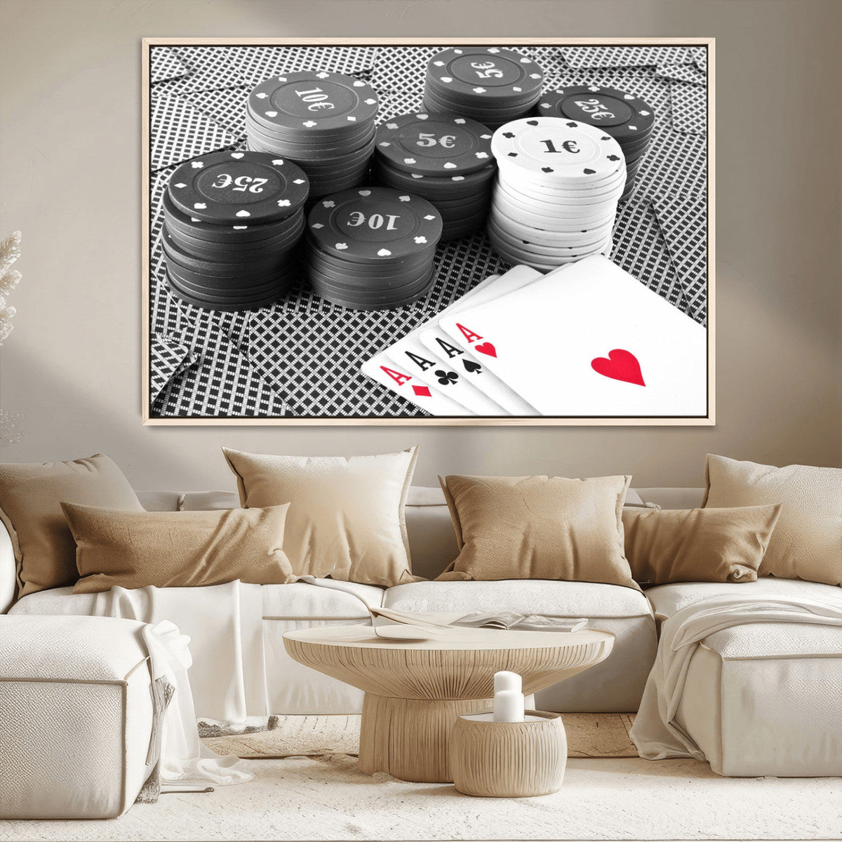 Poker Game Cards Wall Art Canvas, Multi Panel Wall Art