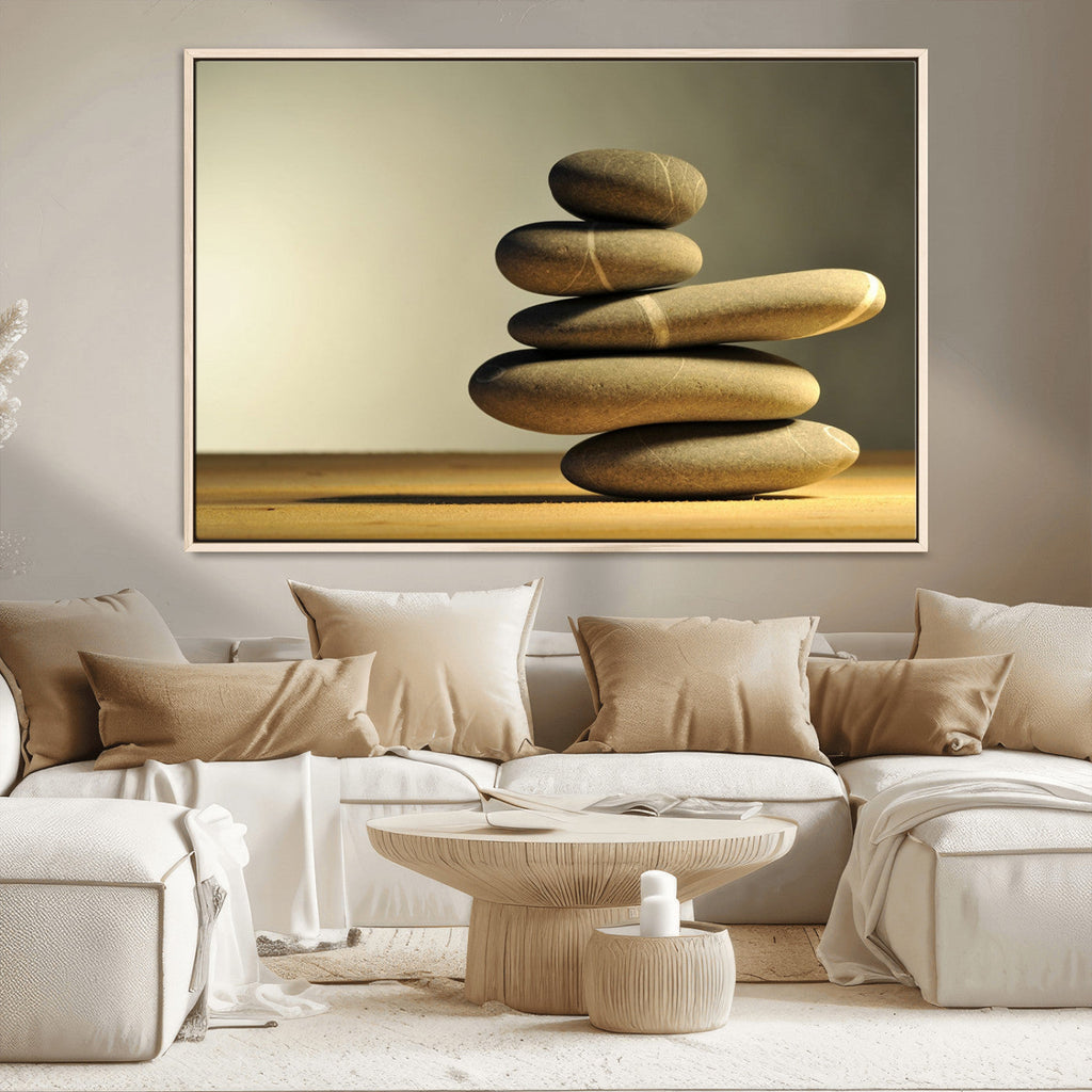 Fluvial Zen Stones Canvas Wall Art Print
