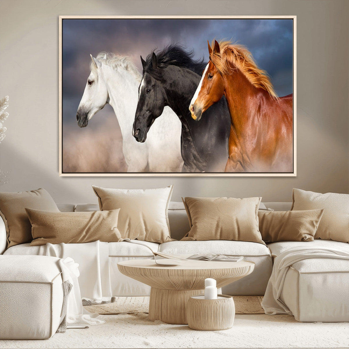 Animal Wall Art Three Horses Farmhouse Art Canvas Print