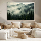 Captivating Misty Forest Wall Art Premium Canvas Print, A Foggy and Serene Atmosphere