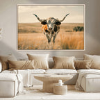Texas Cow Wall Art Canvas Print for Farm House Wall Decor
