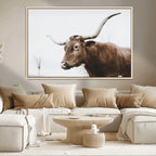 Rustic Bull Wall Art Canvas Print, Modern Longhorn Farmhouse Animal Decor