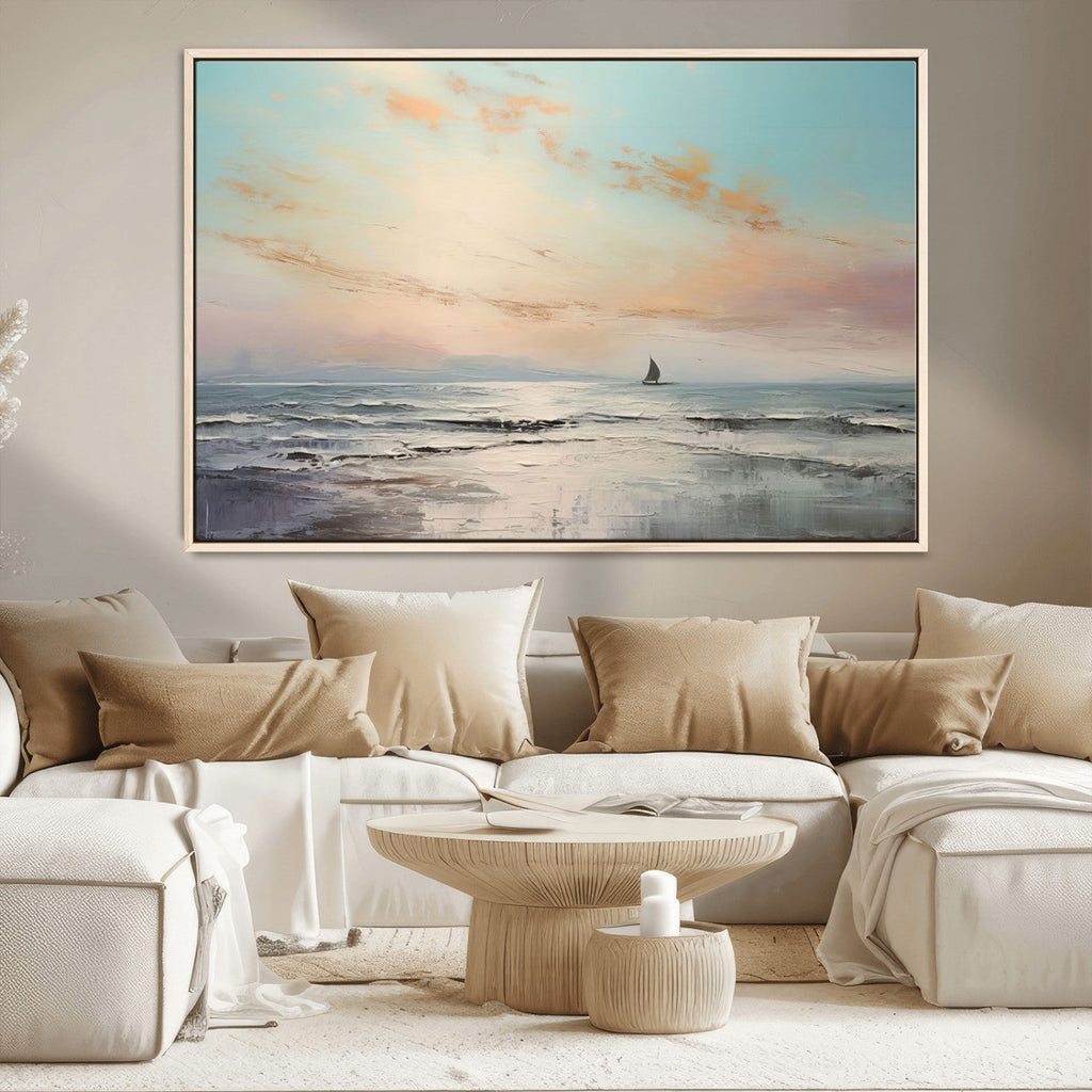 Abstract Ocean Wall Art, Boat Wall Art Canvas Print