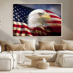 American Flag Eagle Symbol Wall Art Canvas Print, Patriotic American Flag Eagle Wall Art