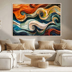 Abstract Wave Wall Art, Ready to Hang Framed Canvas Print | Extra Large 3 Piece Canvas Wall Art