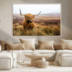 Scottish Highland Cow Canvas Wall Art, Rustic Farmhouse Decor