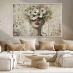Abstract Floral Women Pastel Wall Art Canvas Print