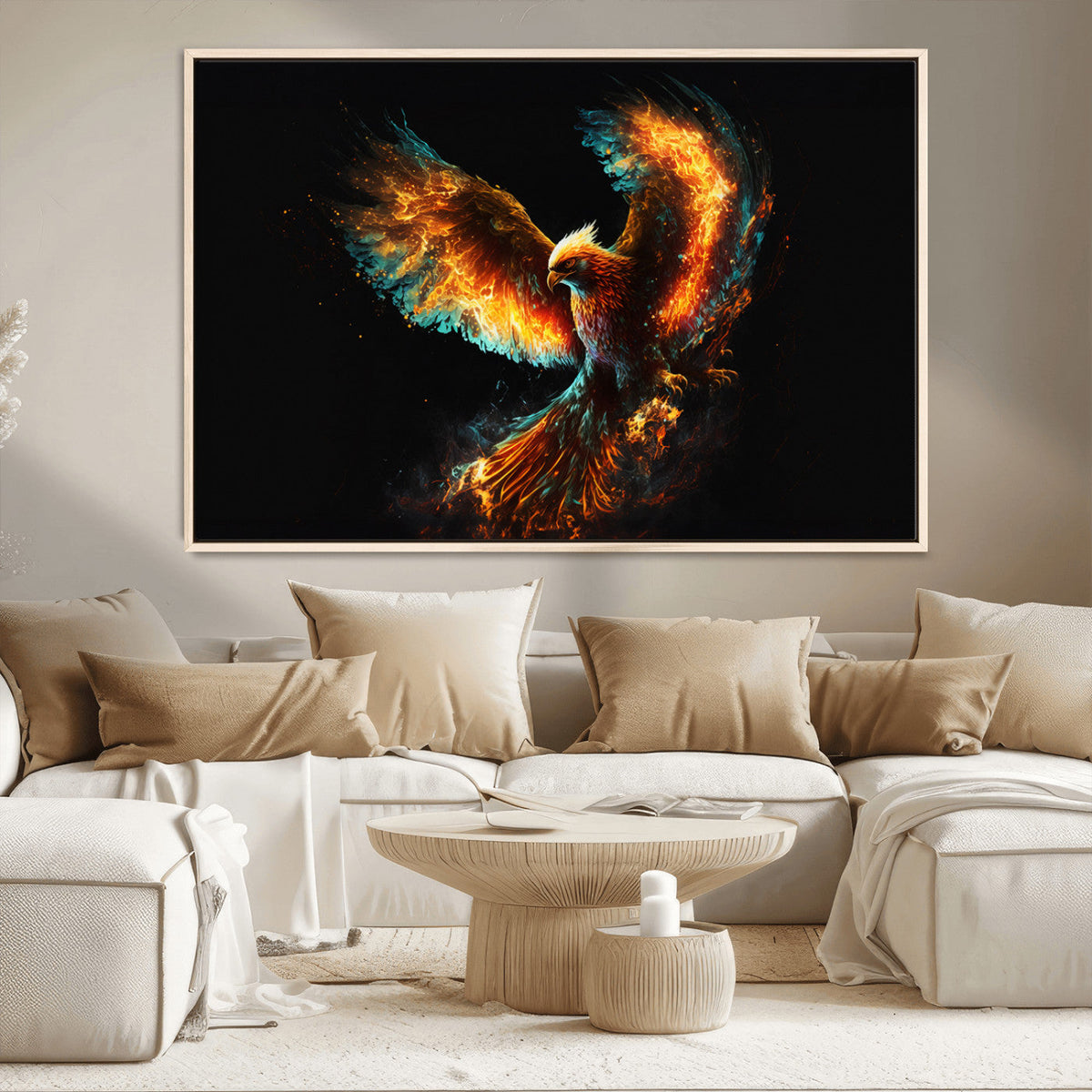 Fiery Phoenix Canvas Print | Ready to Hang Wall Art | Bold Fantasy Decor