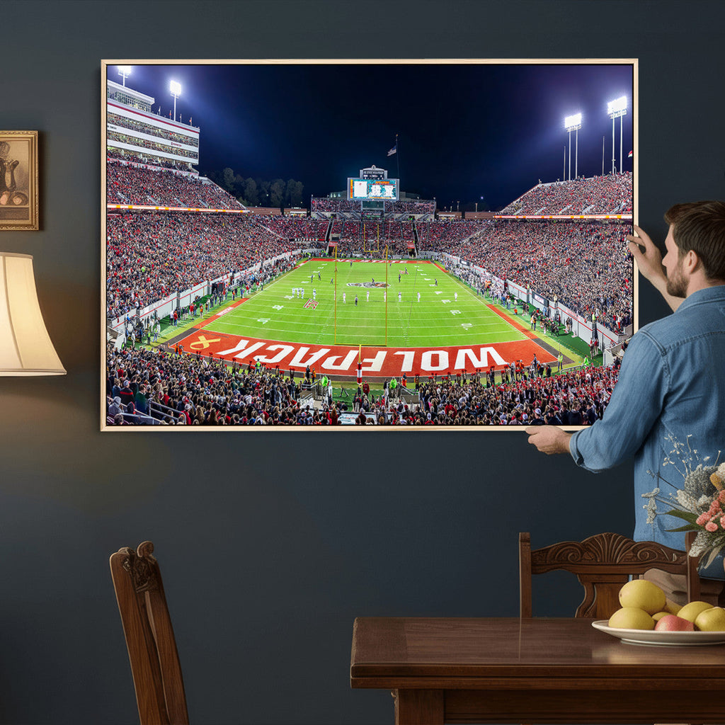Wolfpack Football Team Print, Raleigh Carter-Finley Stadium