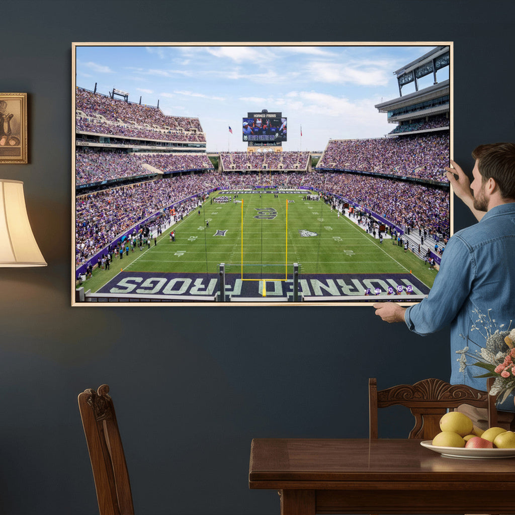 TCU Horned Frogs Football Team Print, Fort Worth Amon G. Carter Stadium, Framed and Ready to Hang