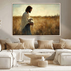 Jesus the Good Shepherd Wall Art Canvas Print, Inspirational Christian Religious Print for Prayer Room