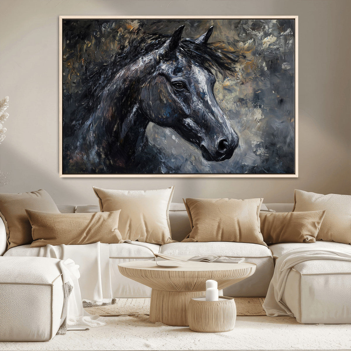 Large Abstract Horse Wall Art Canvas Print, Farmhouse Wall Art