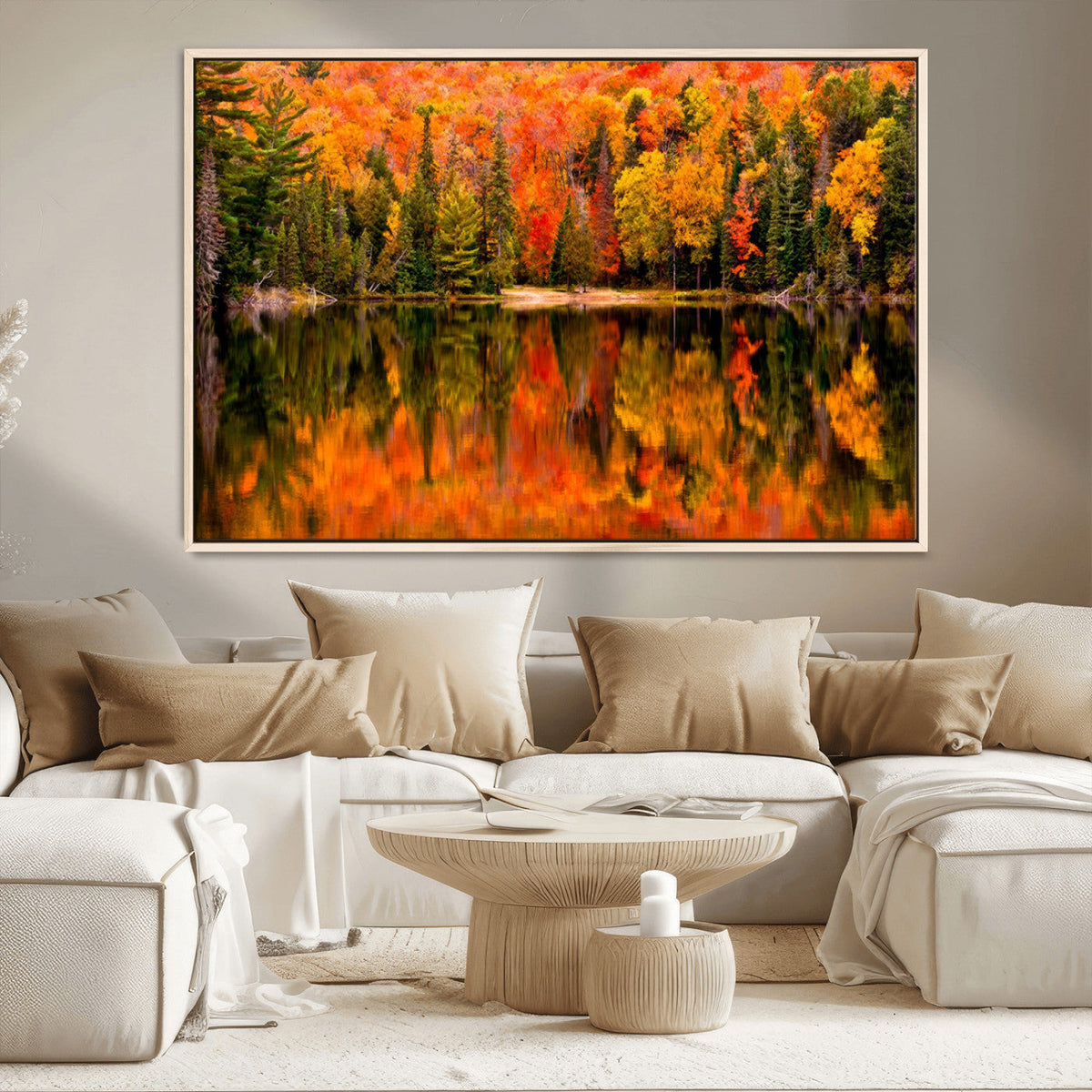 Forest Reflection Art | Autumn Forest Reflection Wall Art | Triptych Canvas Print