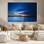 Blue Sunset Ocean Canvas Wall Art Print | Serene Coastal Horizon