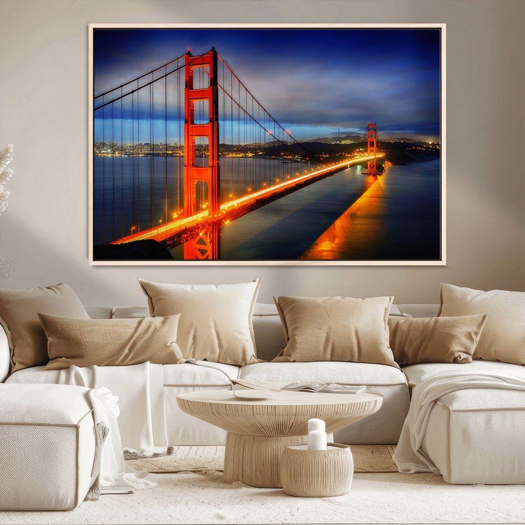 Large Wall Art San Francisco Canvas Print - Wonderful Golden Gate Bridge at Twilight