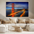 Large Wall Art San Francisco Canvas Print - Wonderful Golden Gate Bridge at Twilight