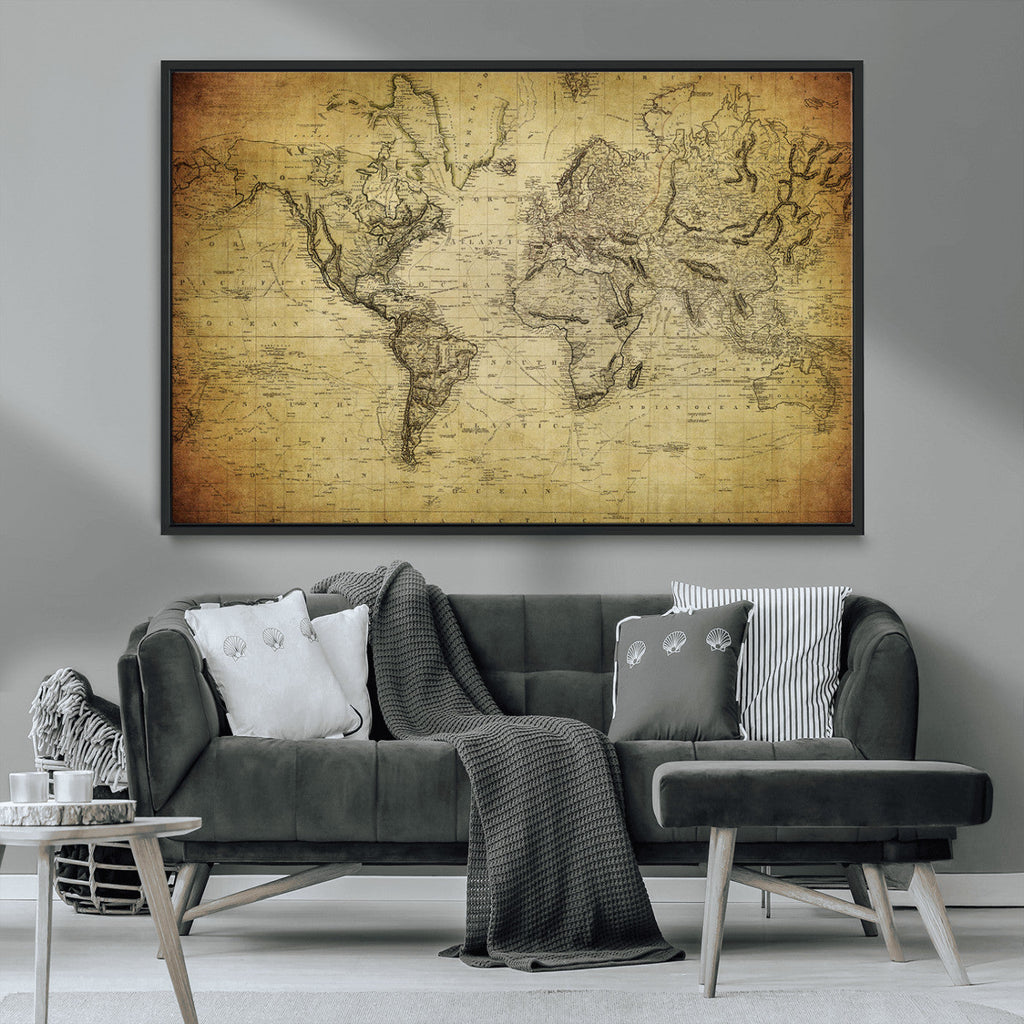 Push Pin World Map Canvas Print | Travel Tracker Wall Art