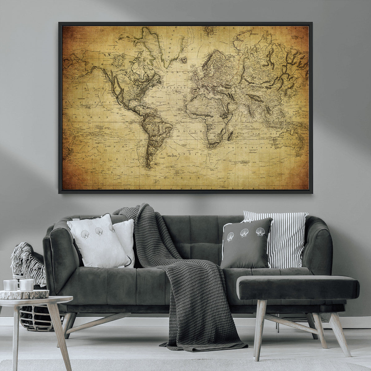 Push Pin World Map Canvas Print | Travel Tracker Wall Art
