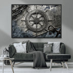 Ship Steering Wheel Vintage Wall Art Canvas Print