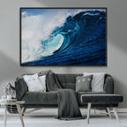 Ocean Wave at Sunset Canvas Art, Large Wall Print of Vibrant Water Waves