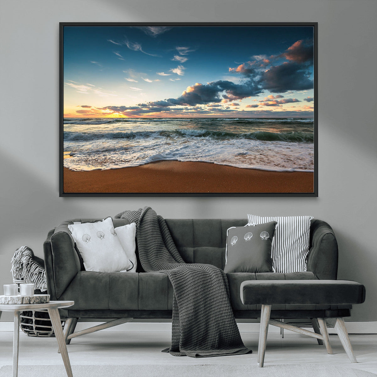 Ocean Beach Wall Art Canvas Print Sunset Artwork Print