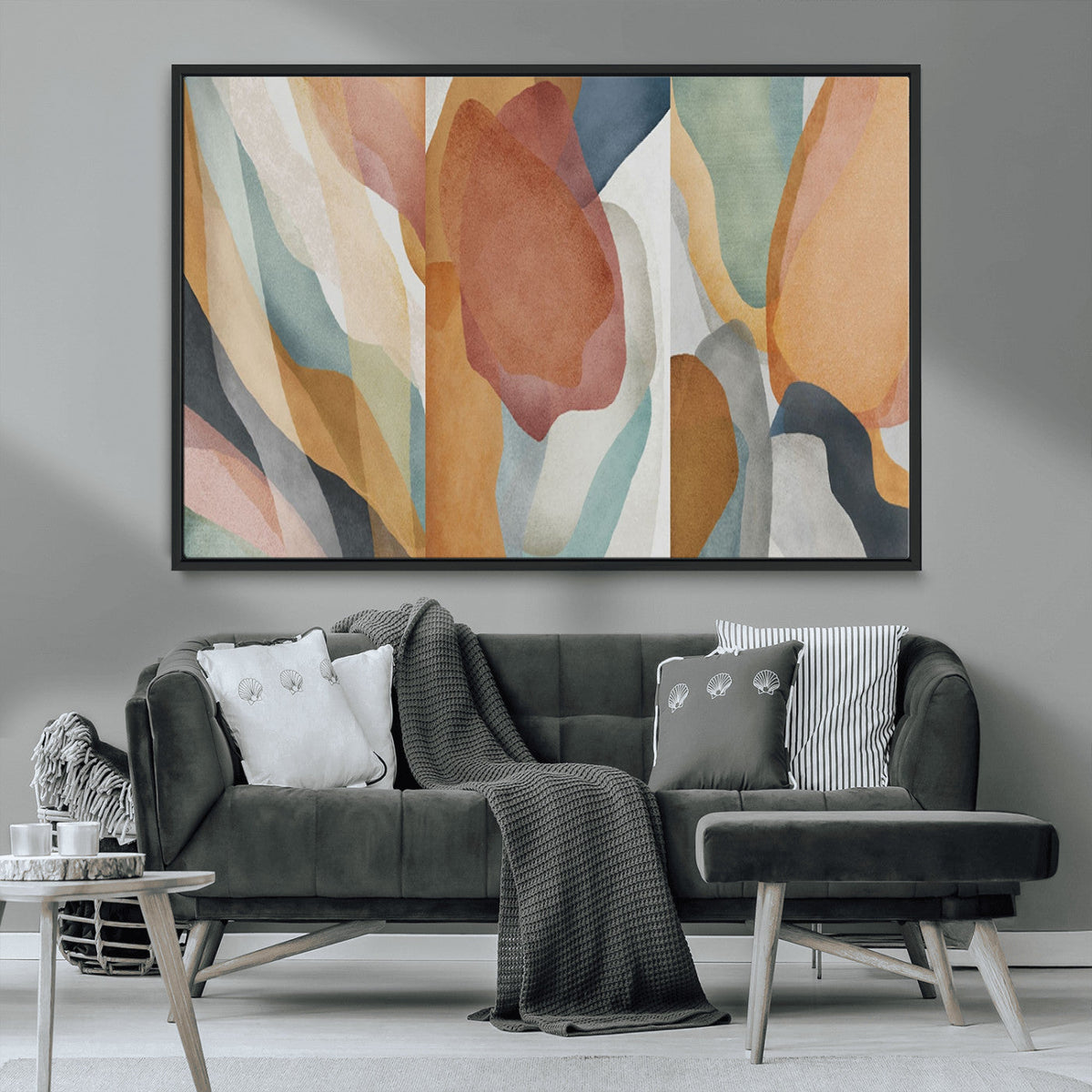 Boho Wall Art Canvas Print Set, Watercolor Boho Wall Art