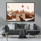 Boho Wall Art Canvas Print Set | Mid-Century Bohemian Wall Artwork, Boho Neutral