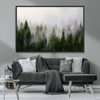 Forest Wall Art Canvas Print | Foggy Forest Wall Art | Pine Wood Forest Print