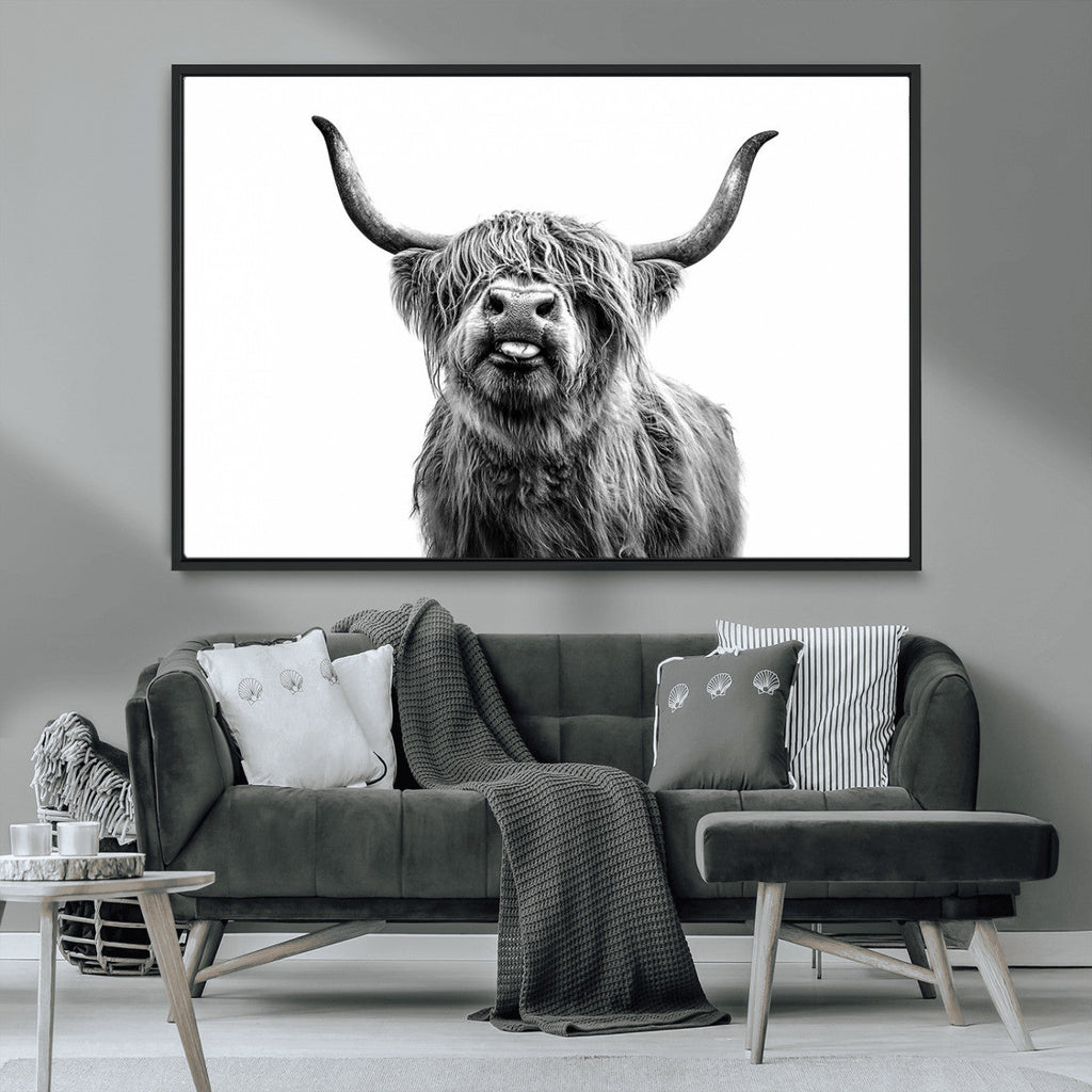Fanny Scottish Highland Cow Cattle Art Print Farmhouse Wall Art Canvas Print