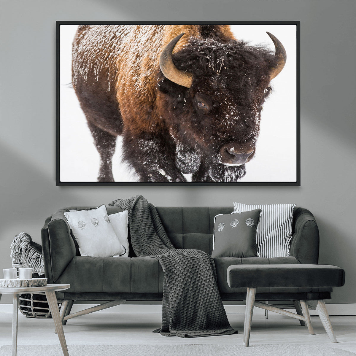 Bison Wall Art Canvas Print For Farmhouse, Wild Animal Wall Art