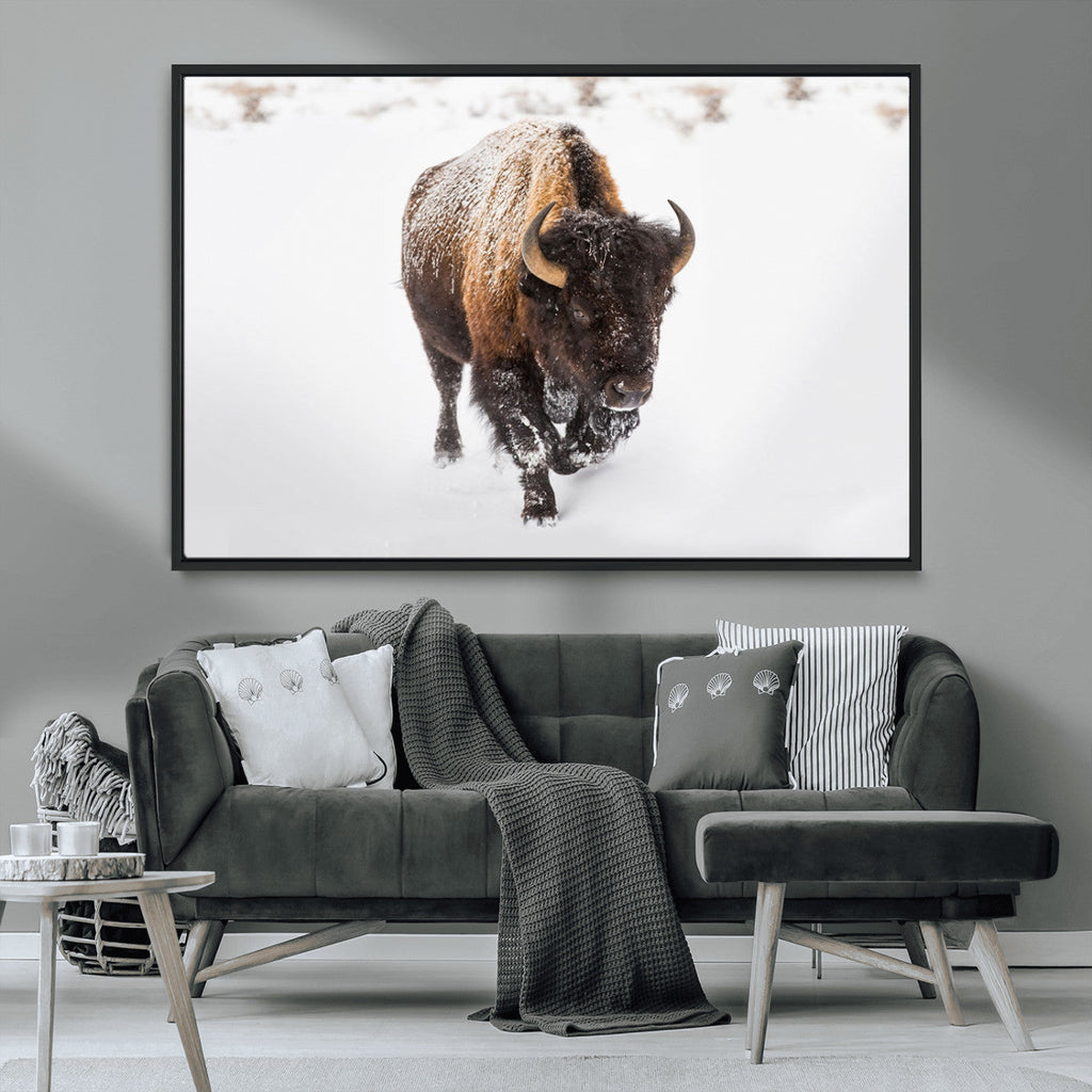 Bison Winter Wall Art Canvas Print For Farmhouse Decor