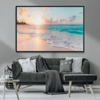 Beach Wall Art, Stunning Ocean Sunset Canvas Print with Coastal Design for Relaxing Home Decor