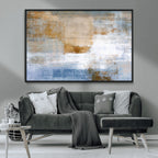 Blue Multi Panel Abstract Wall Art Canvas, Abstract Blue and Gold Canvas Print