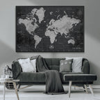 World Map Canvas Print, Detailed Map of the World Wall Art for Home or Office