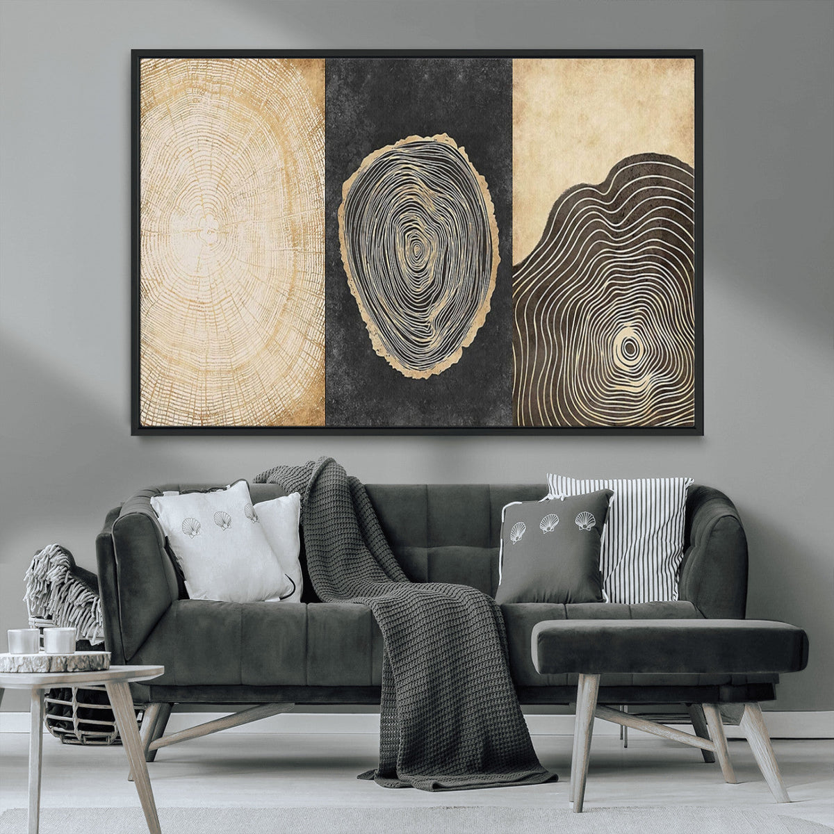 Tree Rings Canvas Wall Art Print, Minimalist Natural History in Modern Decor