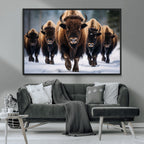 Buffalo Wall Art Canvas Print, American Bison Herd Wall Art
