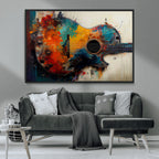 Abstract Guitar Wall Art Canvas | Vibrant Music-Inspired Art for Living Room or Studio