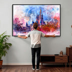 Disney Wall Art: Dreamy Watercolor Cinderella Castle Canvas Print