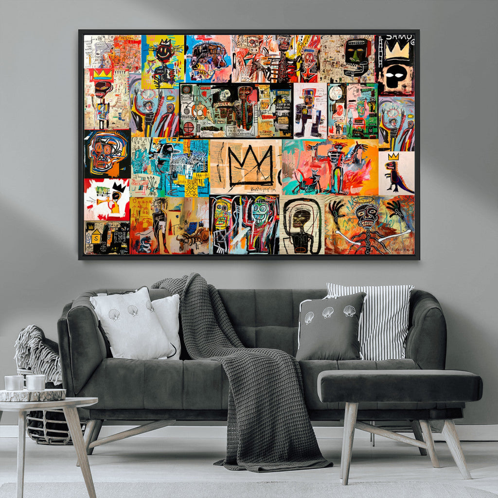 Abstract Art Collage Wall Art Canvas Print, Urban Graffiti Style