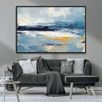 Abstract Ocean Canvas Wall Art - Coastal Blue and Gold