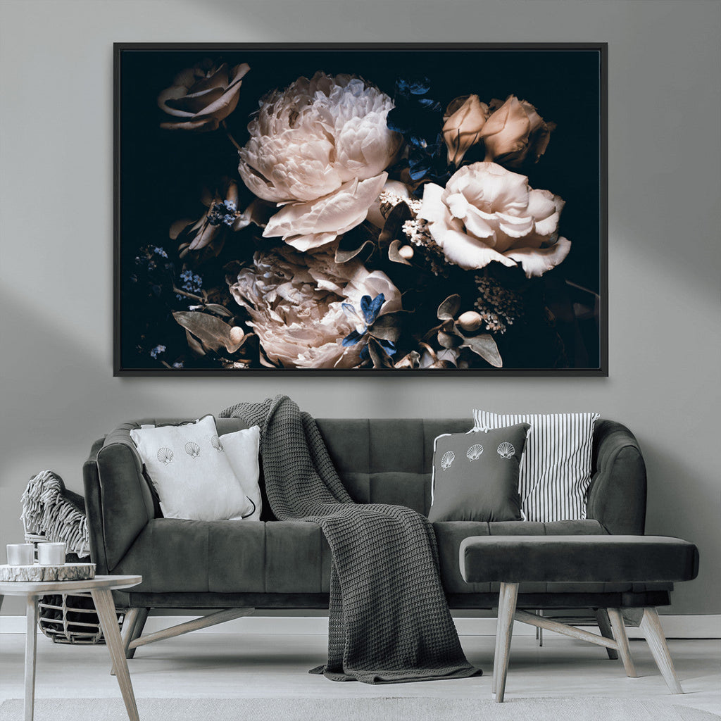 Pink Peonies Flowers Large Canvas Art Print