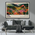 Yayoi Kusama Abstract Print, Vibrant Floral Mountain Art