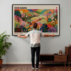 Framed Yayoi Kusama 1986 Wall Art Print | Japanese Wabi Sabi Vibrant Abstract Landscape Canvas
