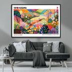 Framed Yayoi Kusama 1986 Wall Art Print | Japanese Wabi Sabi Vibrant Abstract Landscape Canvas
