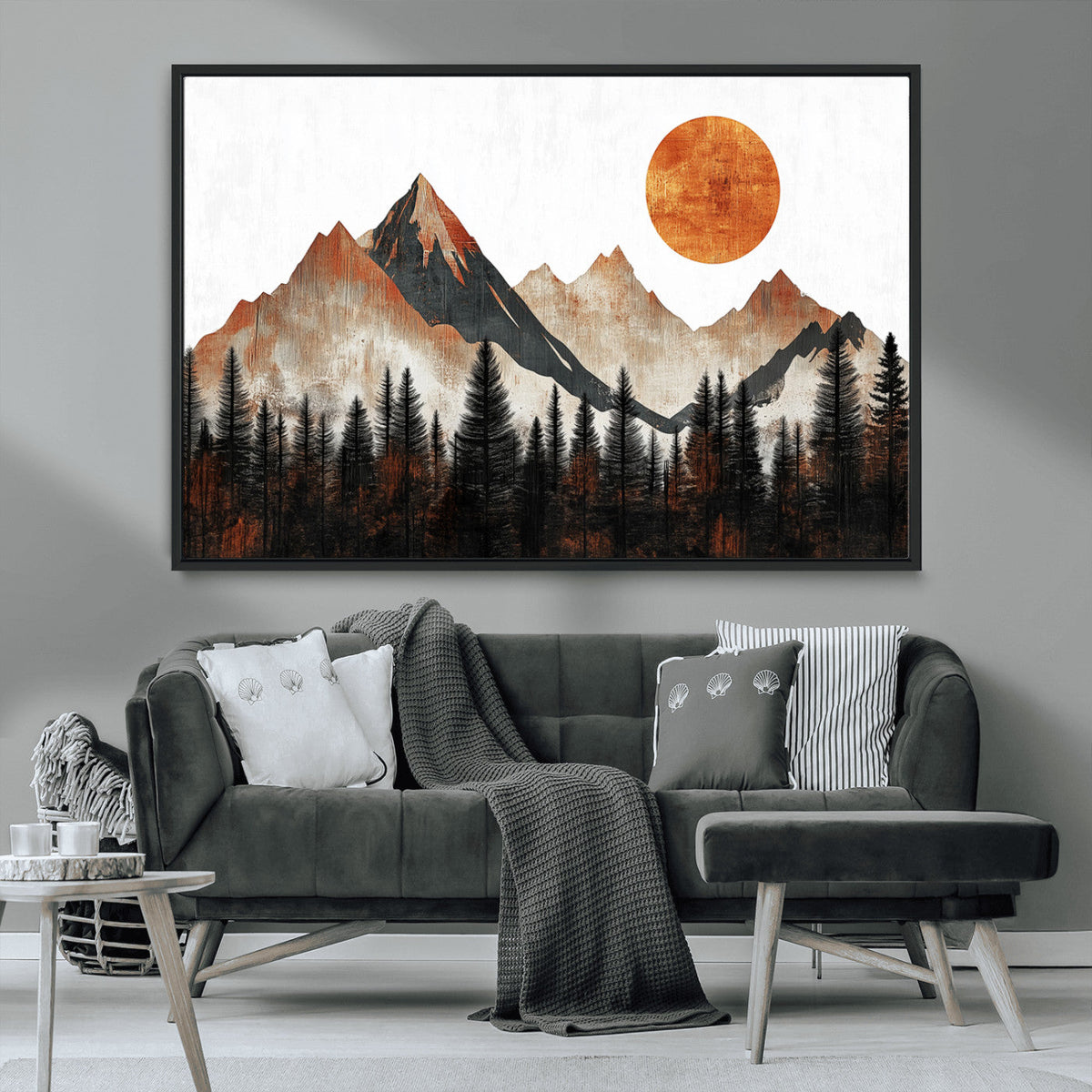 Modern Abstract Mountain Canvas Wall Art Print