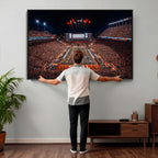 Texas Stadium Night Game Wall Art Canvas Print, Vibrant Football Fireworks Scene