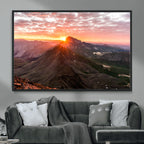 Mountain Sunrise Wall Art | Framed Alpine Ridge Canvas