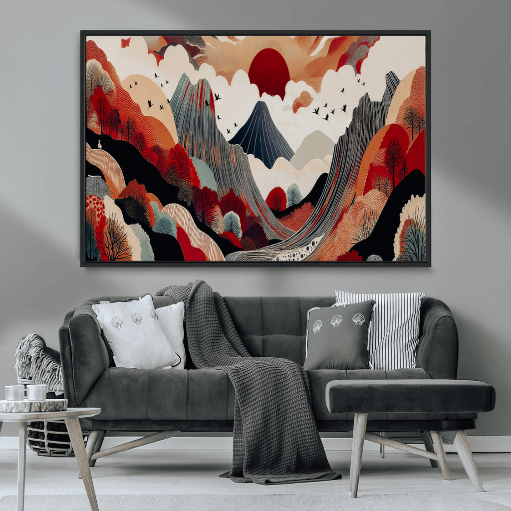 Abstract Mountain Wall Art Canvas Print | Vibrant Stylized Landscape