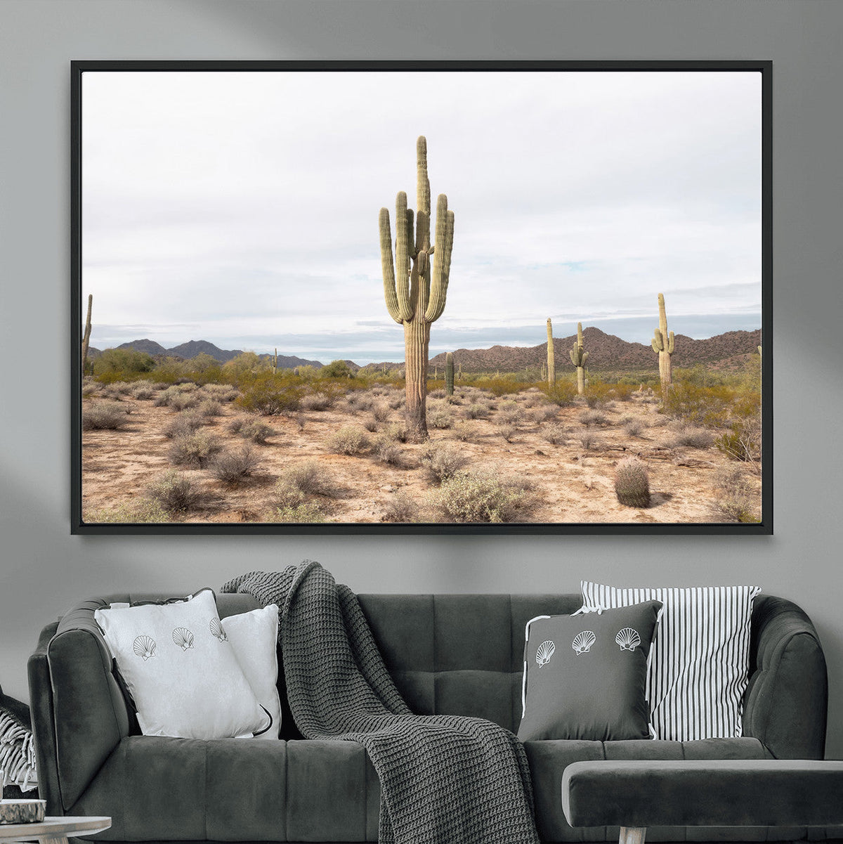 Saguaro Cactus Wall Art | Framed Desert Canvas Artwork