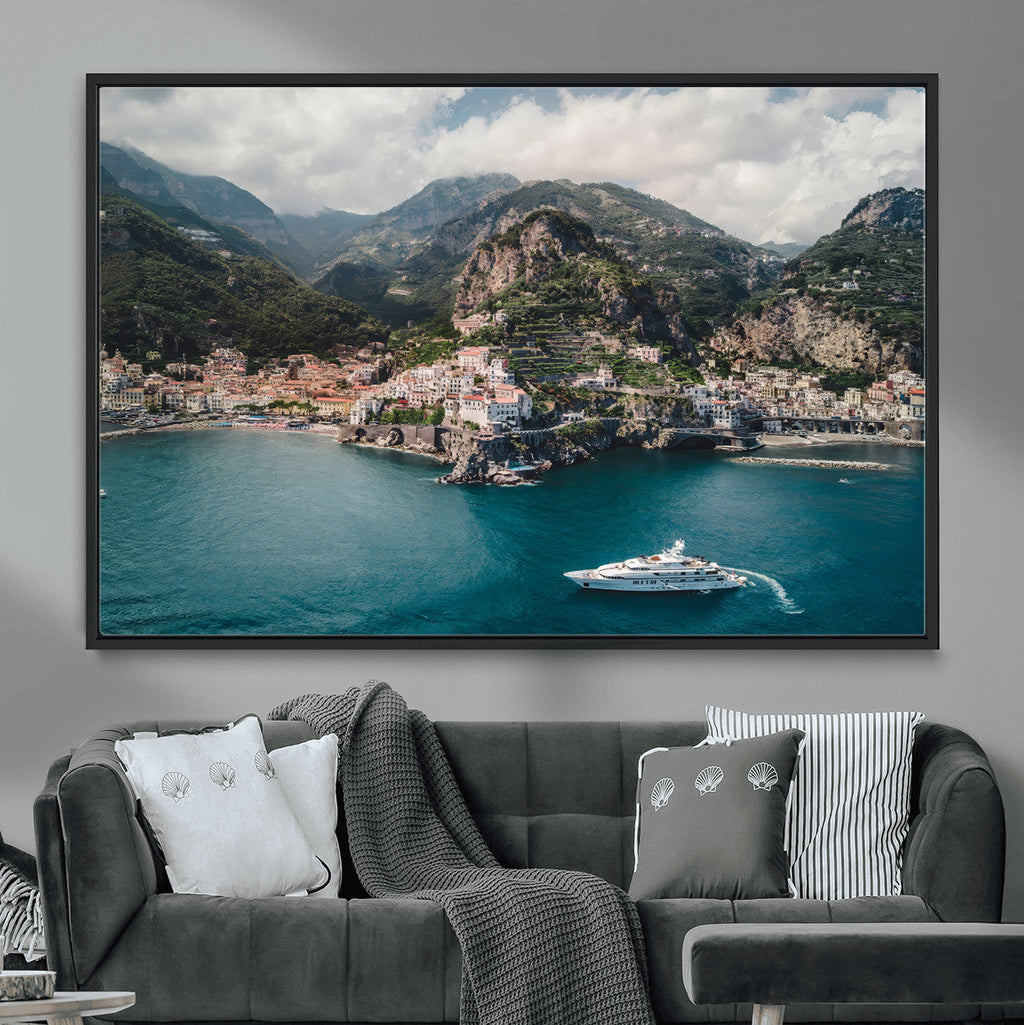 Amalfi Coast Wall Art | Framed Italian Seaside Canvas